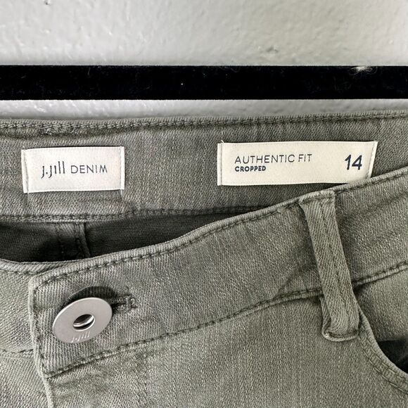 J. Jill Womens Jean Size 14 Authentic Fit Cropped Raw Hem Stretch Denim Olive - Picture 4 of 13